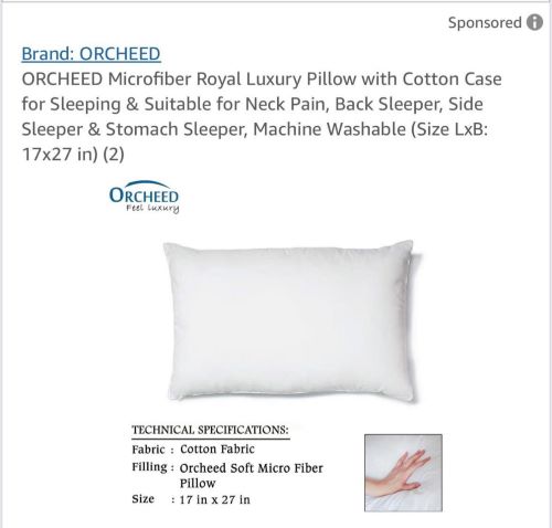 ORCHEED LUXURY MICROFIBRE PILLOW (16X24) PK OF 2